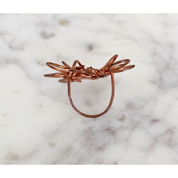 HANDMADE Rose Gold Metal Flower Ring - Picture 2 of 2